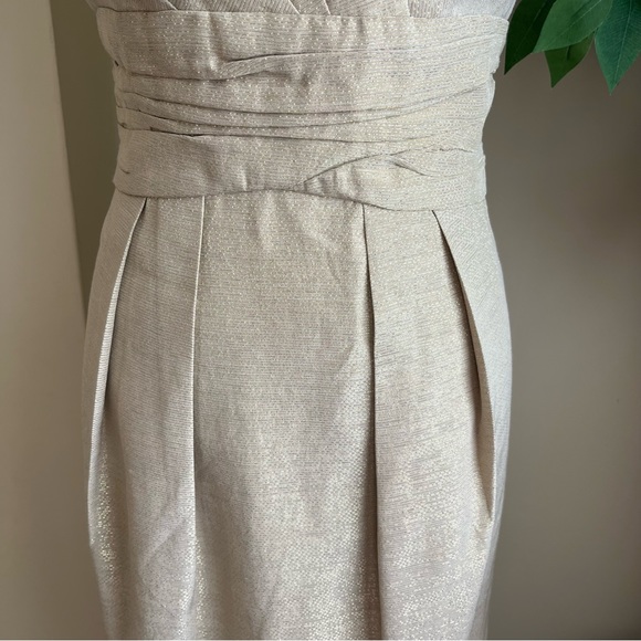 Shoshanna Metallic Abigail Pleated Sheath Dress Gold Sz 6 - Picture 4 of 16